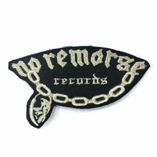 NO REMORSE RECORDS EMBROIDERED SILVER LOGO PATCH 11cm x 6cm